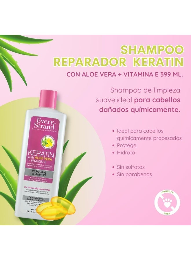 إيفري ستراند شامبو ترميمي بالكيراتين مع الصبار وفيتامين هـ 399 مل - Image 2